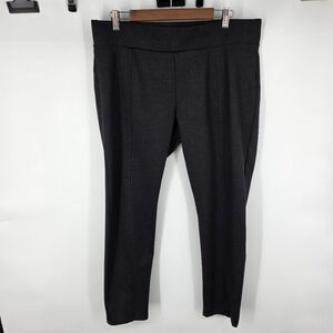 Ellen Tracy XL Herringbone Pull On Trousers Gray Stretch Work Pants